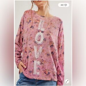 Magnolia Pearl Floral Boho style Tee in pink floral.